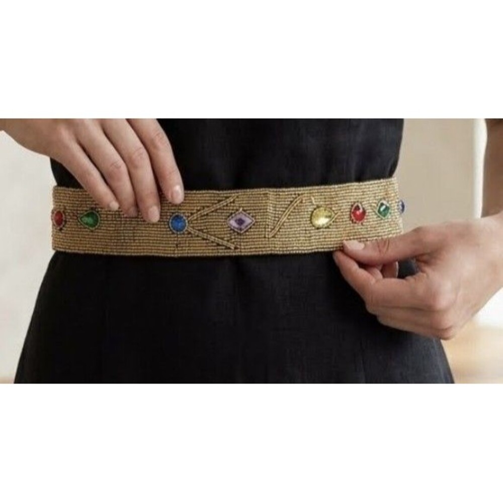 Vintage Gold Beaded Belt Michelle Stuart Women Size Small/Medium Bling Dance